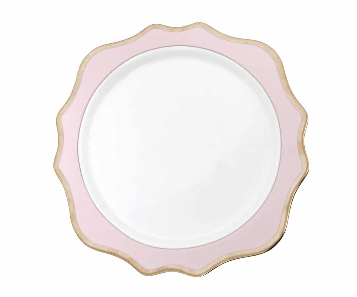 blush pink scalloped charger lovely luxe rentals