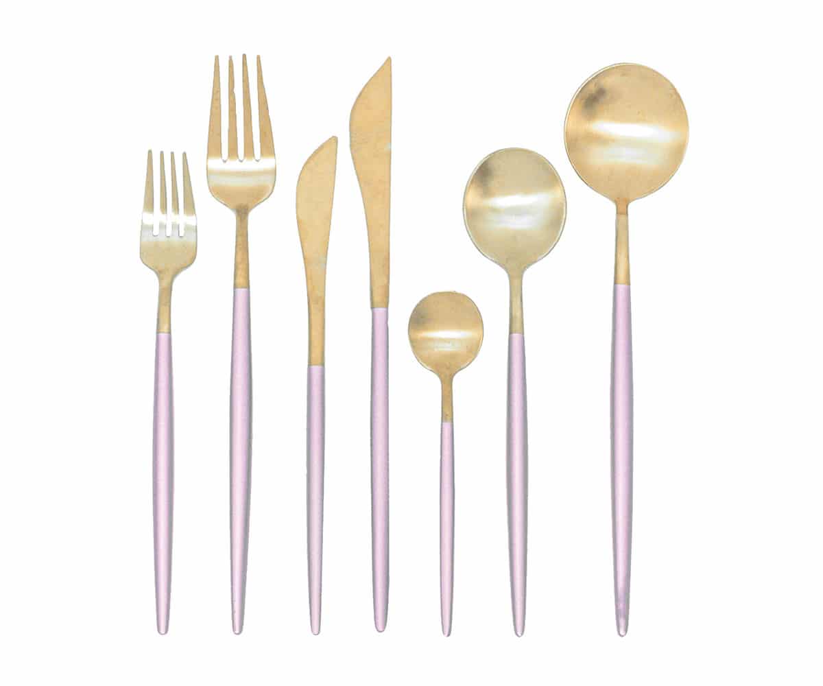 Pink and Gold Carmine Flatware