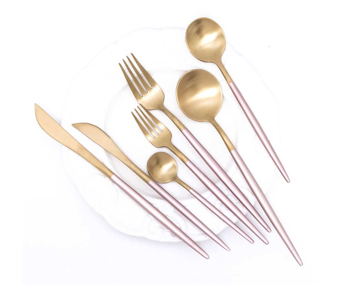 Pink and Gold Carmine Flatware