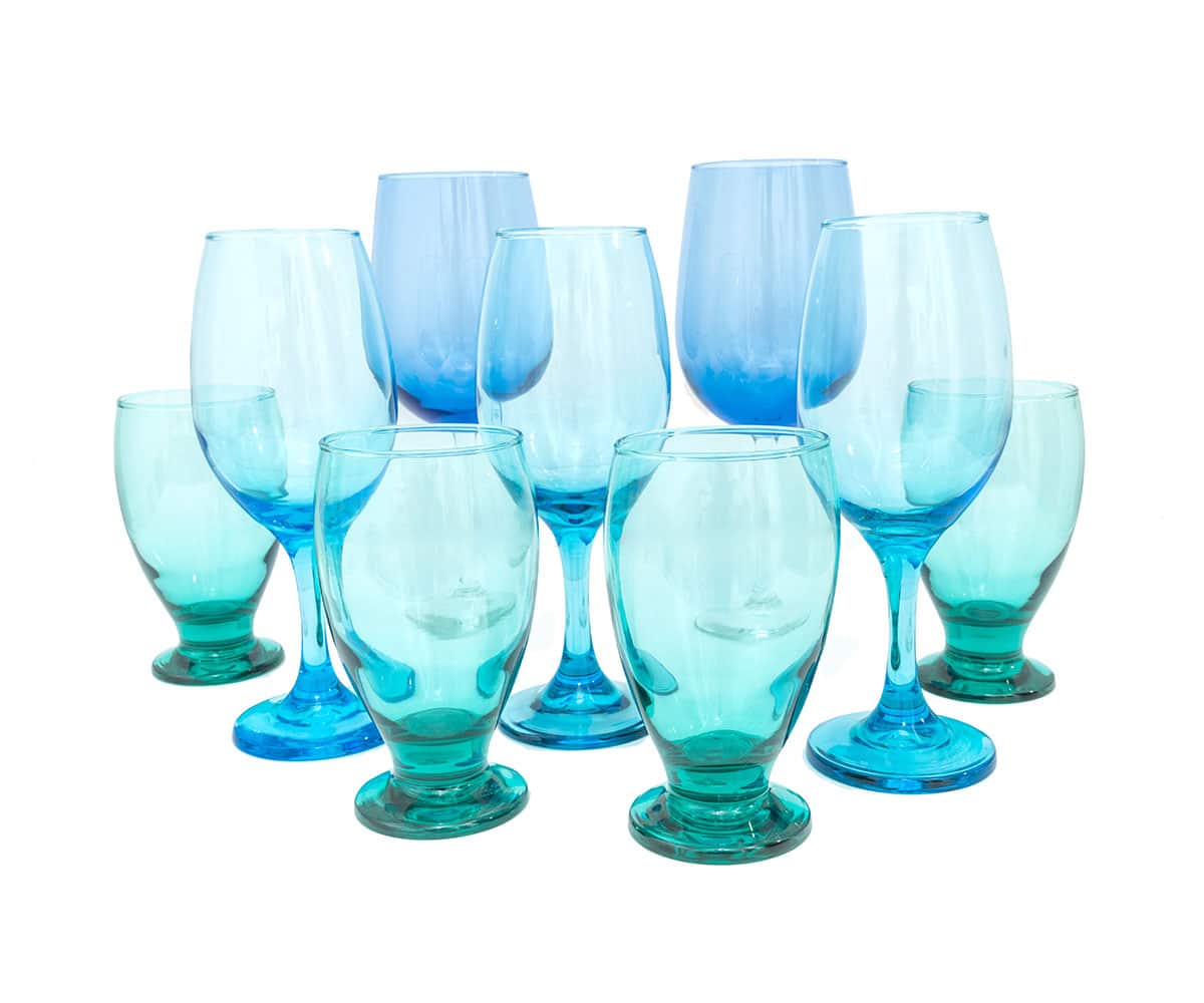 Assorted Blue and Aqua Glassware