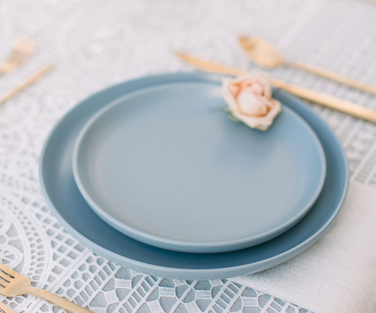 stoneware matte coupe plates blue hudson dinnerware lovely luxe rentals